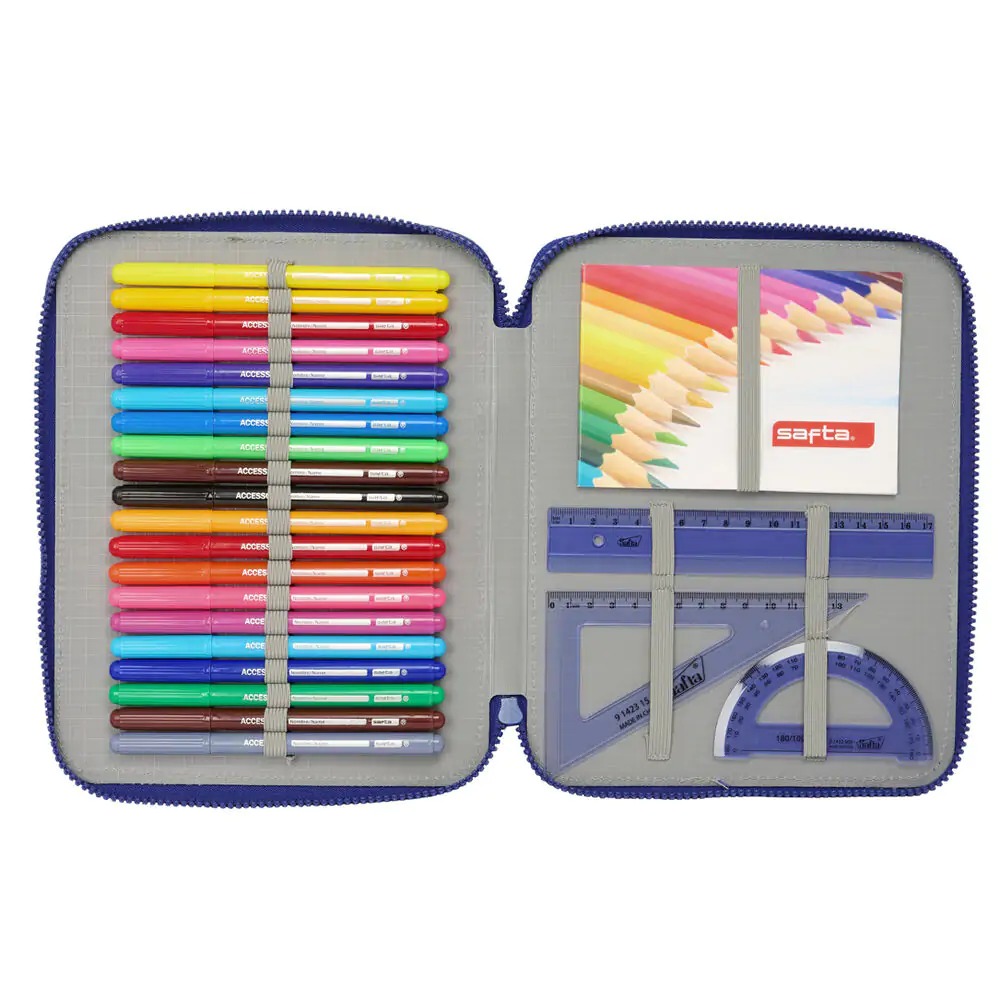 F.C Barcelona etui dublu pentru creioane 56 piese poza produsului