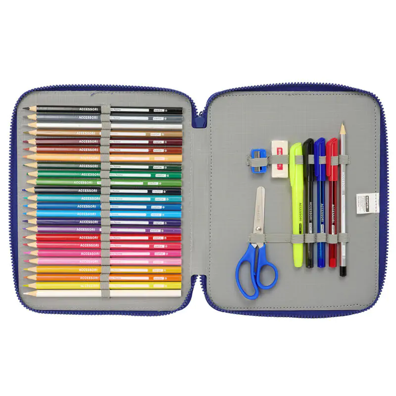 F.C Barcelona etui dublu pentru creioane 56 piese poza produsului