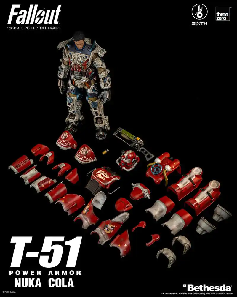 Figurină de acțiune Fallout 1/6 Armură energetică T-51 Nuka Cola Power Armor 37 cm poza produsului