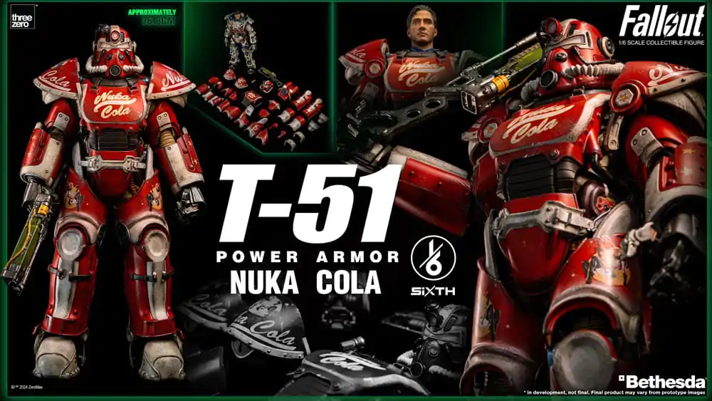 Figurină de acțiune Fallout 1/6 Armură energetică T-51 Nuka Cola Power Armor 37 cm poza produsului