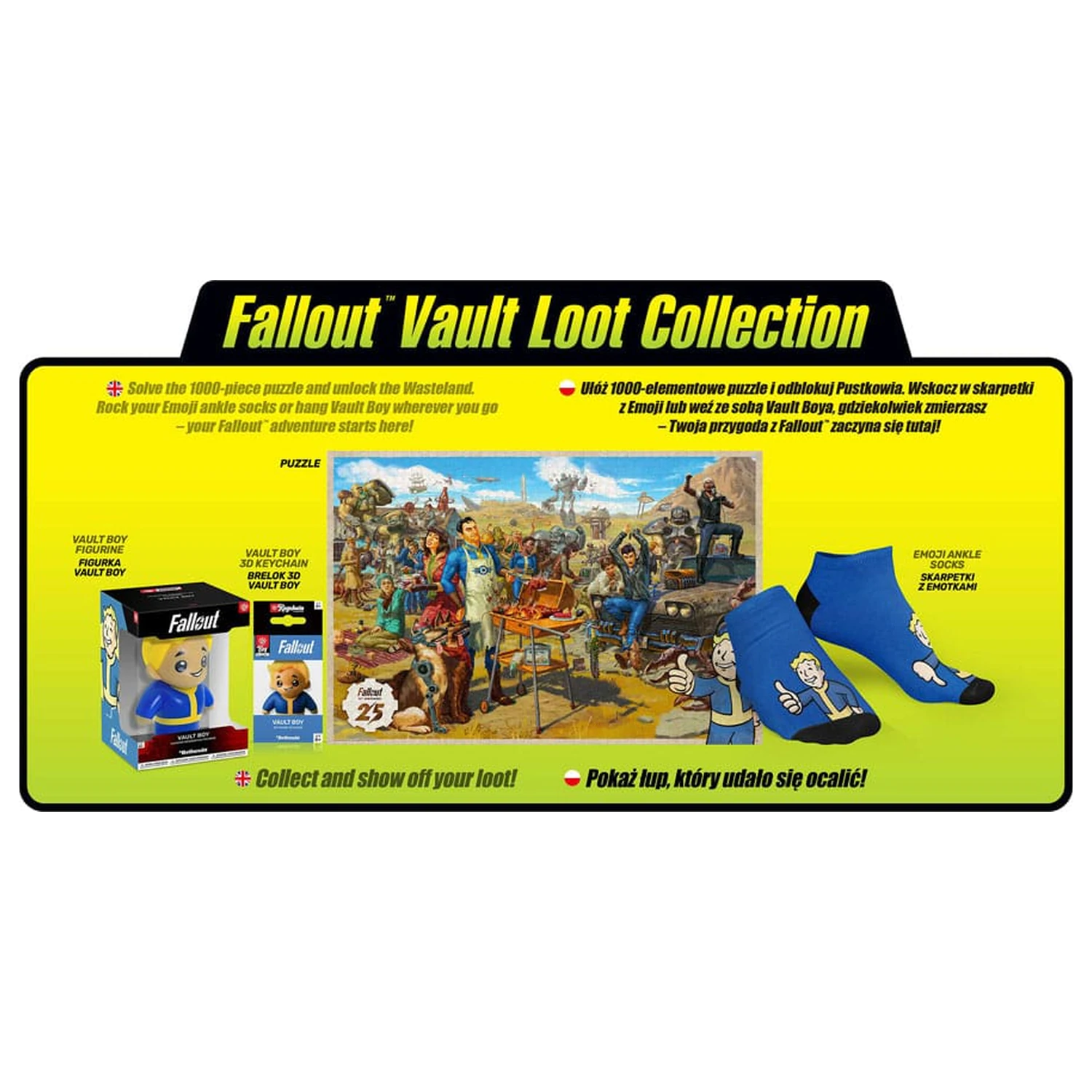 Fallout gift set Fallout Vault Loot Collection (Puzzle, șosete, figurina si breloc) poza produsului