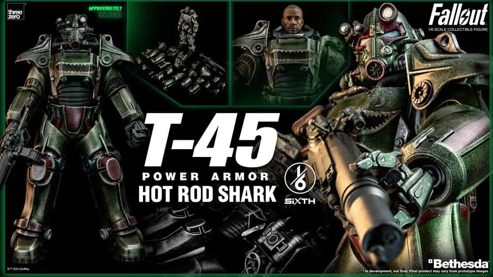 Fallout FigZero Figurina de Acțiune 1/6 T-45 Hot Rod Shark Armură Putere 37 cm poza produsului