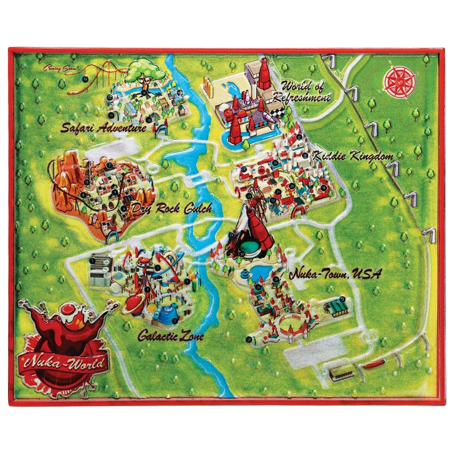Fallout Replica Harta Metalica Nuka-World Editie Limitata 16 x 13 cm poza produsului