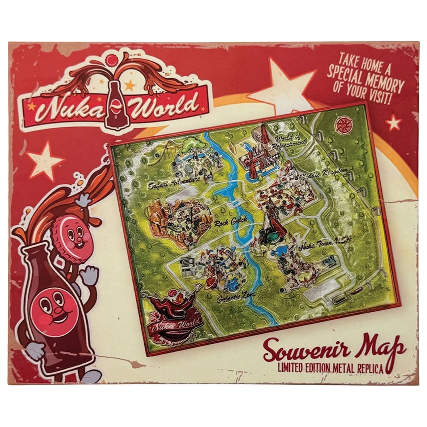 Fallout Replica Harta Metalica Nuka-World Editie Limitata 16 x 13 cm poza produsului