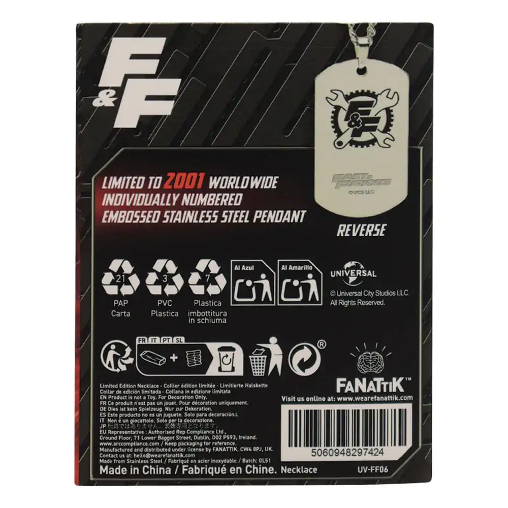 Fast & Furious placute de identificare cu ball chain poza produsului