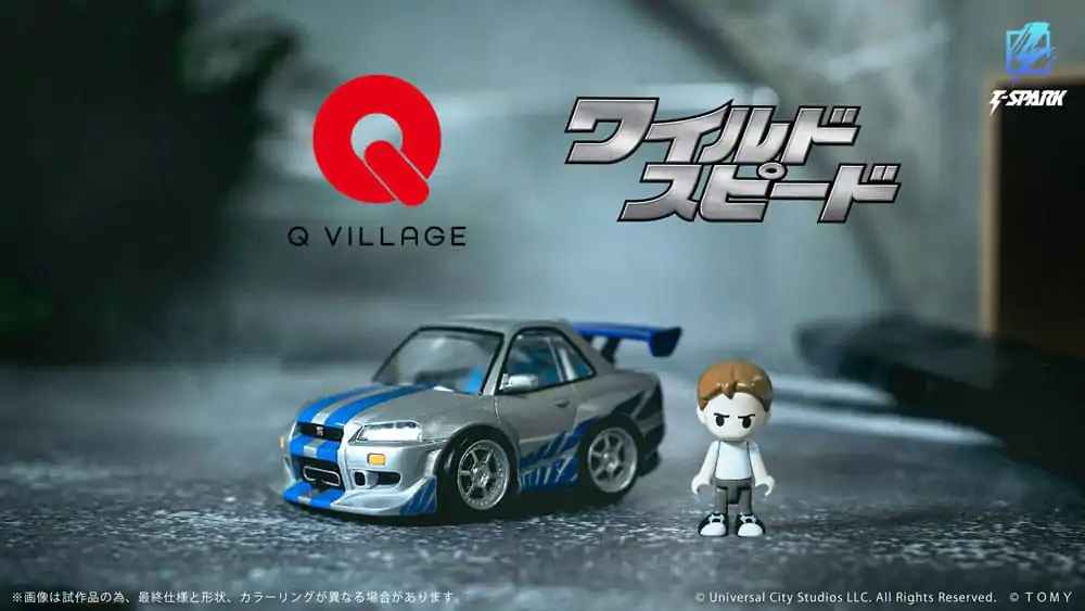 Fast & Furious Q-Village Vehicul with mini-figurina Nissan Skyline GT-R (R34) 9 cm poza produsului