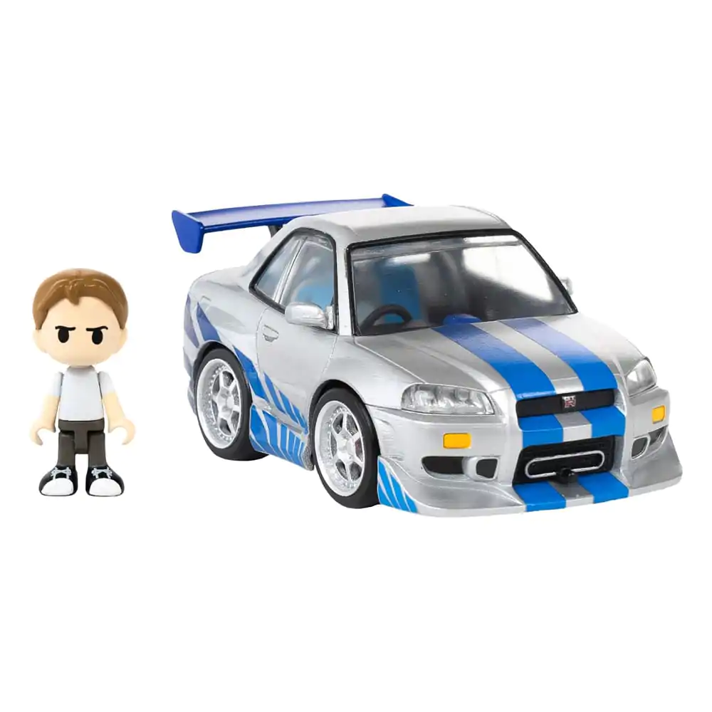 Fast & Furious Q-Village Vehicul with mini-figurina Nissan Skyline GT-R (R34) 9 cm poza produsului