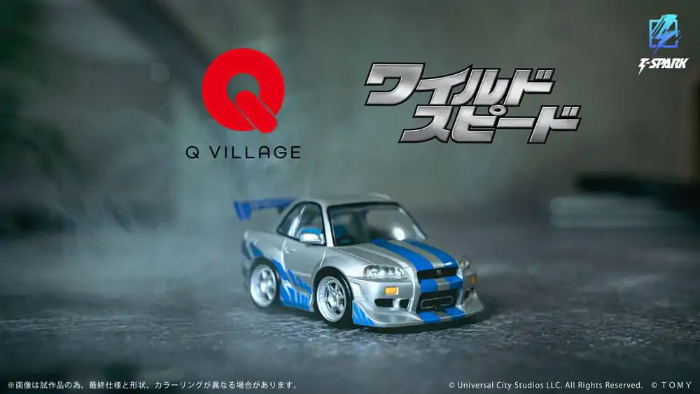 Fast & Furious Q-Village Vehicul with mini-figurina Nissan Skyline GT-R (R34) 9 cm poza produsului
