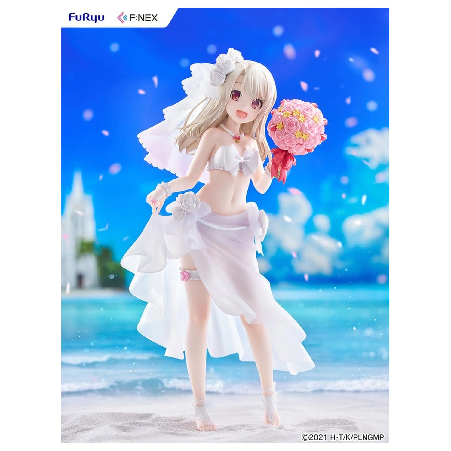 Fate/kaleid liner Prisma Illya: Licht - The Nameless Girl F:NEX figurina PVC 1/7 Illyasviel von Einzbern Wedding Swimsuit Ver. 21 cm poza produsului