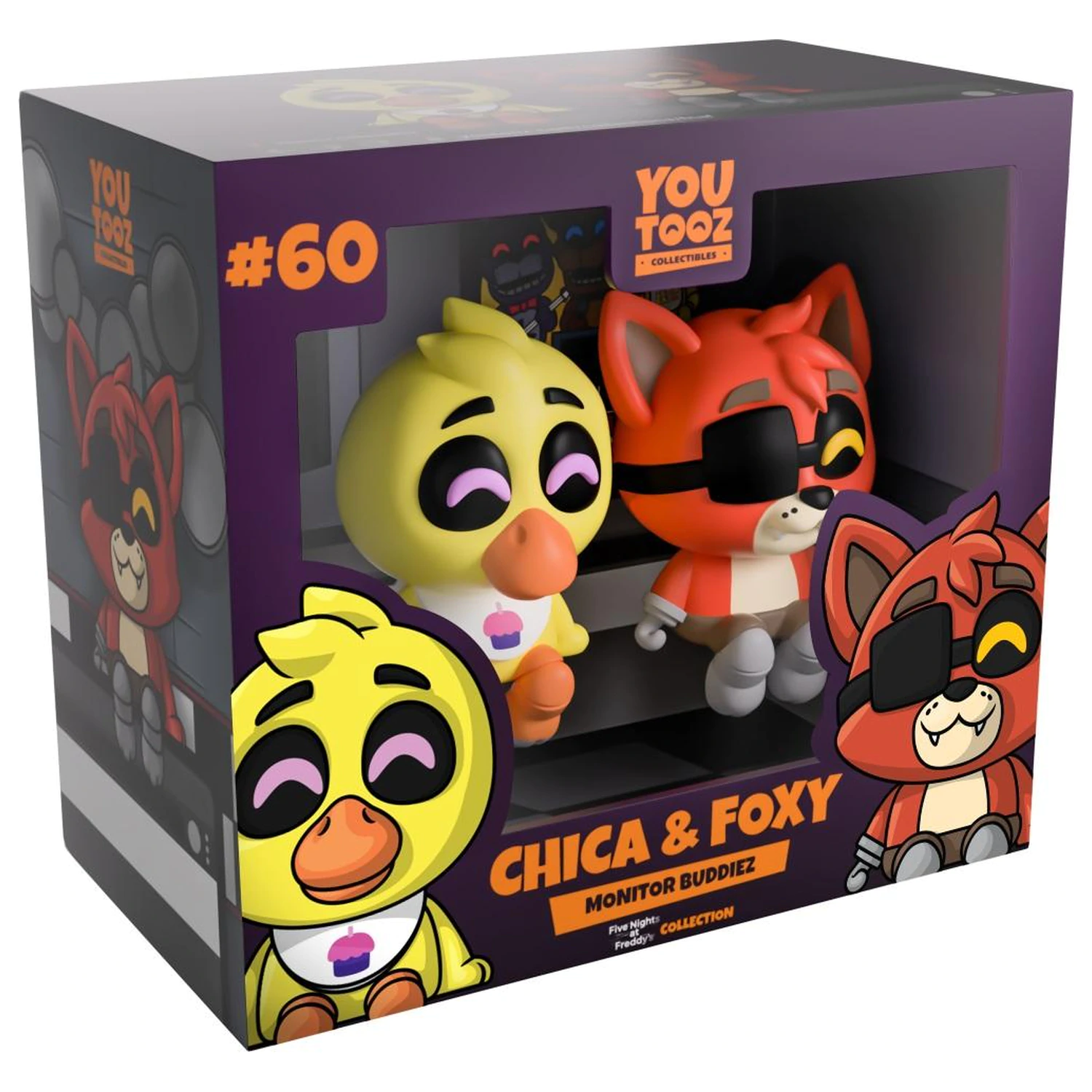 Figurine Five Nights at Freddy's Chica & Foxy Monitor Buddiez 6 cm poza produsului