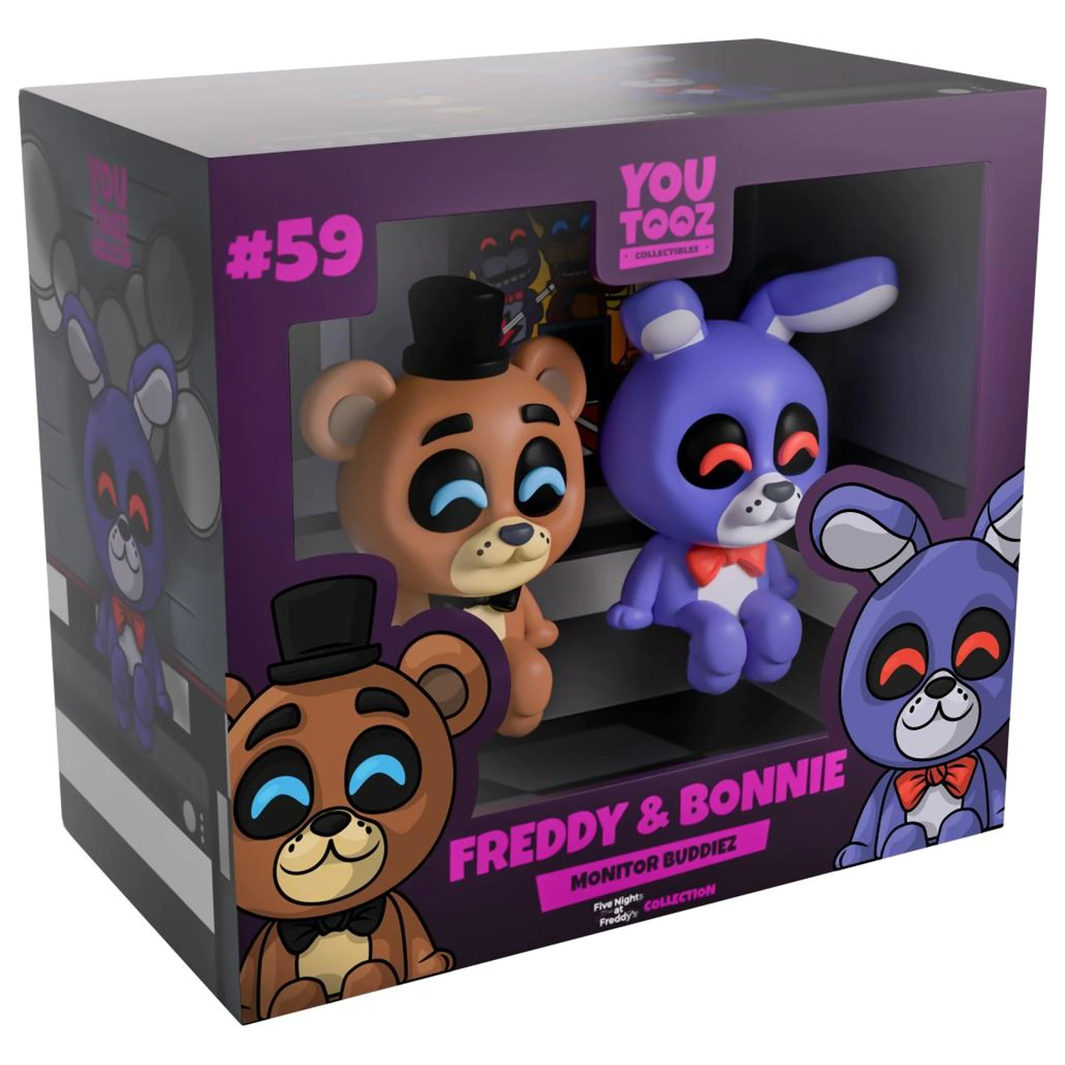 Figurine Five Nights at Freddy's Freddy & Bonnie Monitor Buddiez 6 cm poza produsului