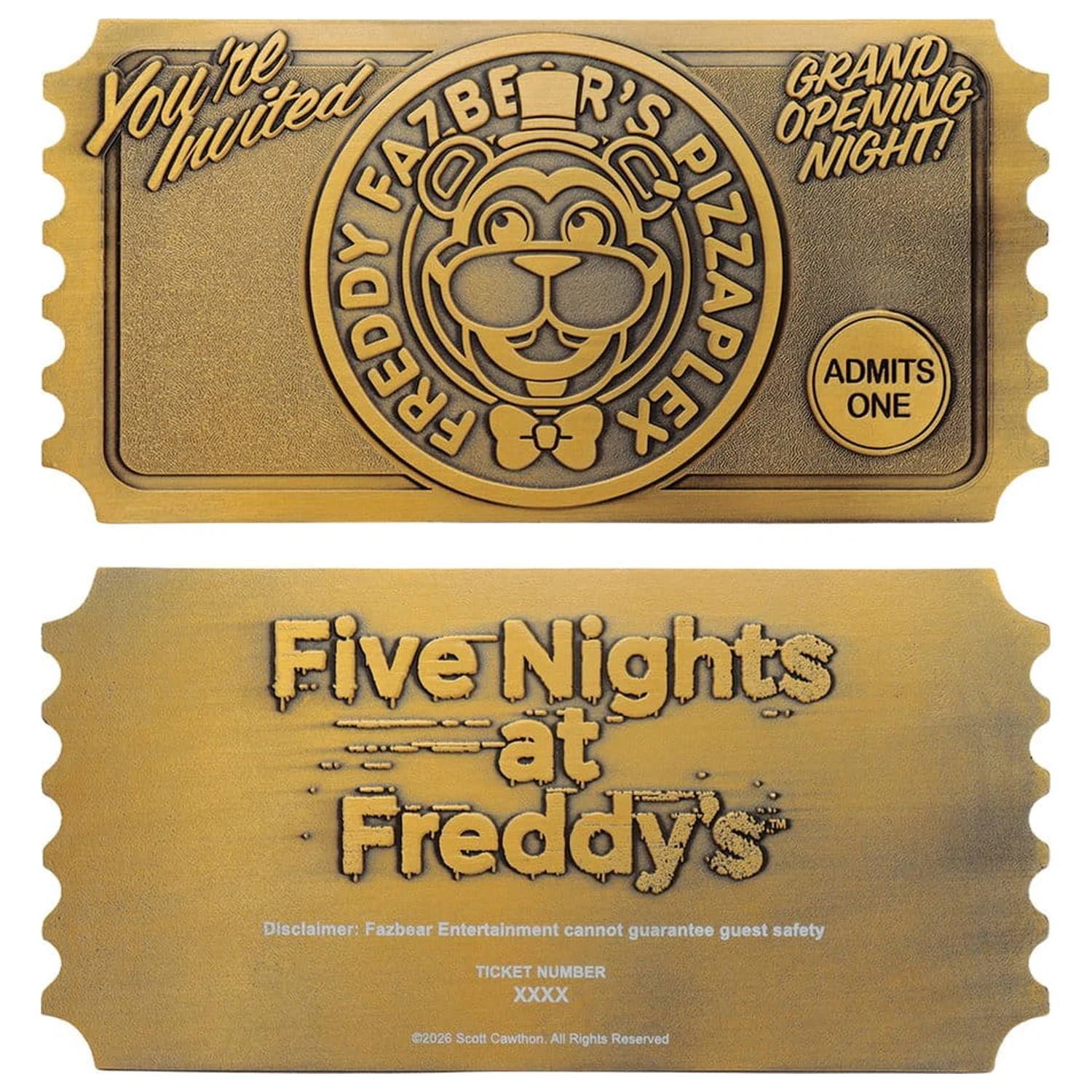 Five Nights at Freddy's Replica Pizzaplex Opening Night Ticket Editie Limitata poza produsului