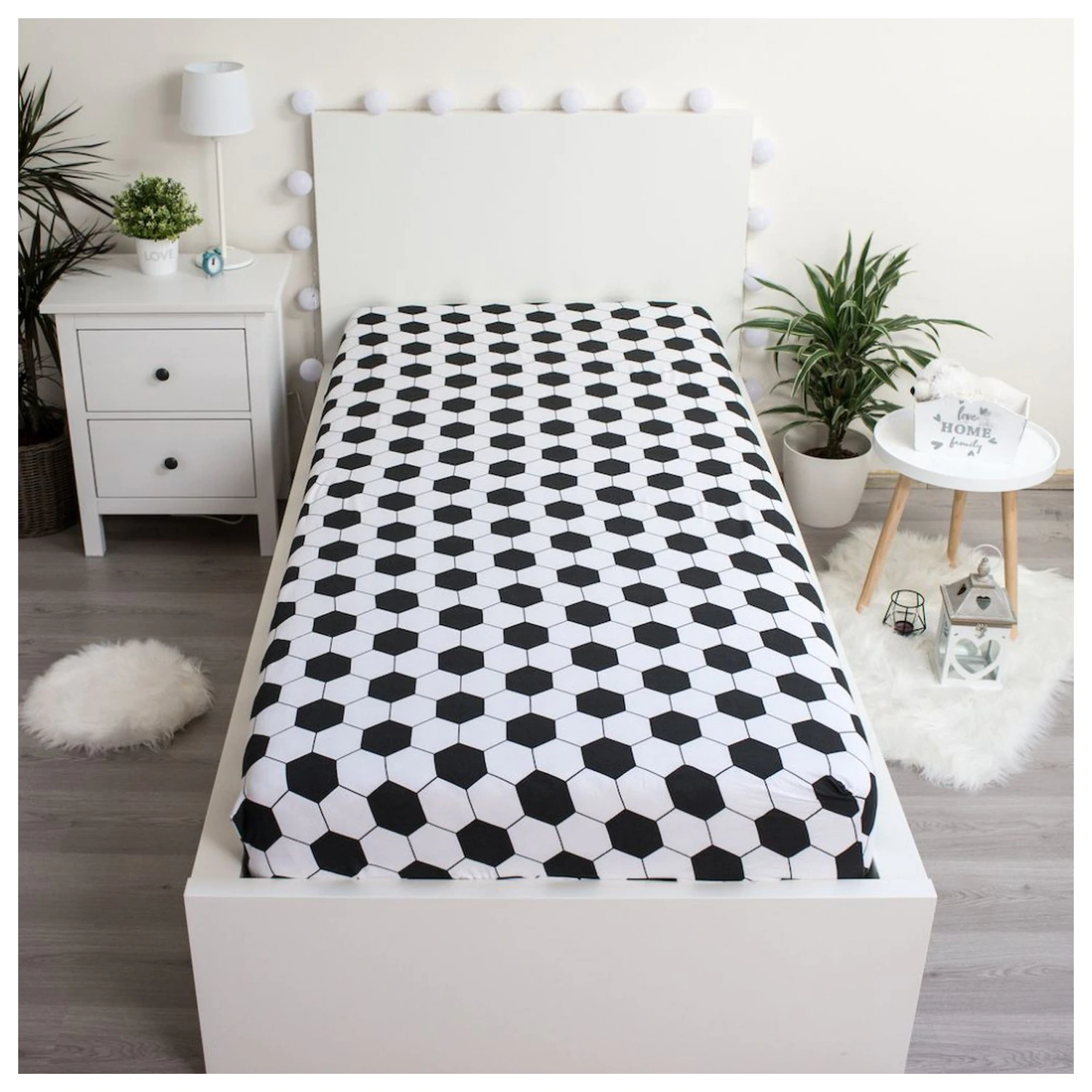 Cearceaf de pat Football Balls Fitted Sheet 90x200 cm poza produsului