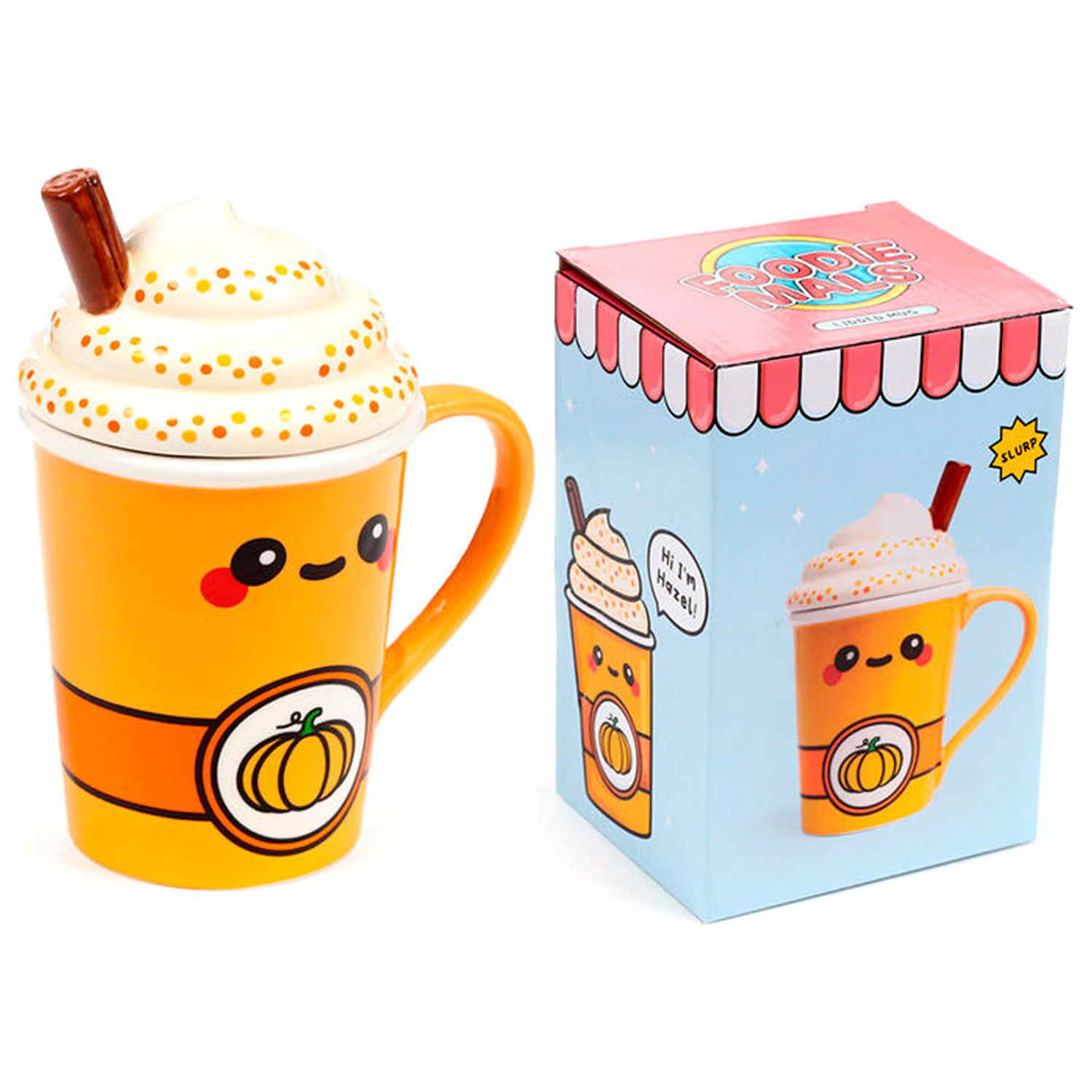 Foodiemals Latte cana din ceramica cu capac in forma de dovleac cu capacitate 325ml poza produsului