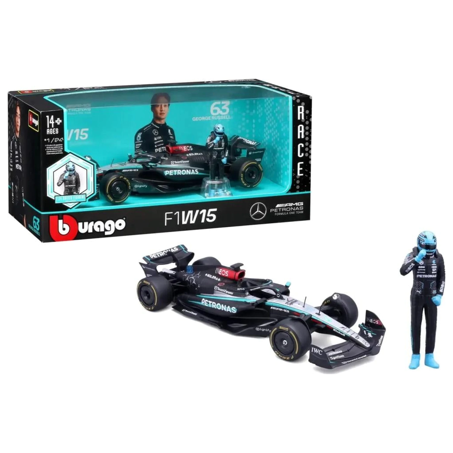 Formula 1 F1 Mercedes W15 E Perf. 2023 Russell Die-cast Model 1/24 poza produsului