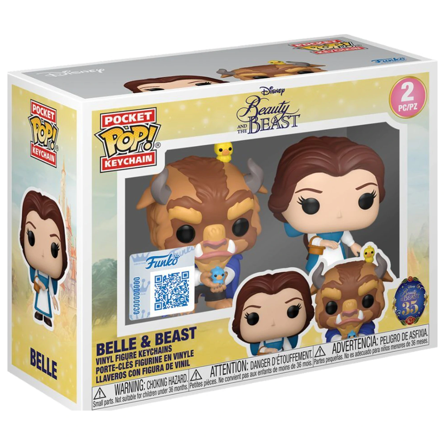 Figurina Funko POP 2 breloc Disney Beauty And The Beast Belle & Beast poza produsului