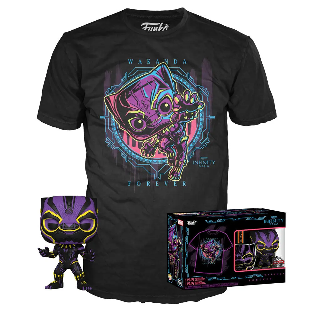 Funko POP & tricou Marvel Wakanda Forever figurină Pantera Neagră & cutie tricou Exclusiv poza produsului