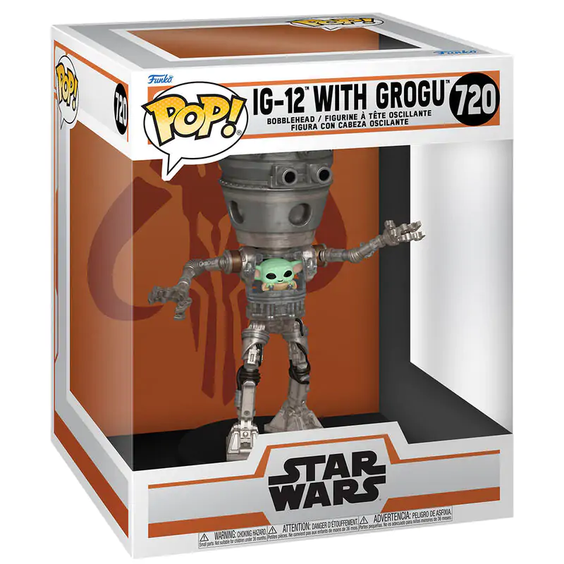 Star Wars: The Mandalorian Funko POP! Deluxe Figurina Vinil tip Bobblehead IG-12 cu Grogu 17 cm poza produsului