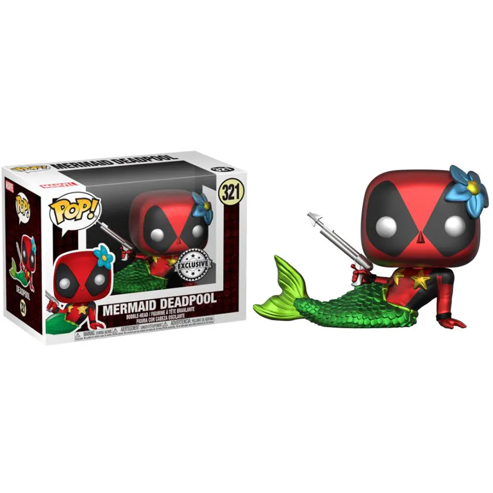 Figurină Funko POP! & cutie tricou Marvel Deadpool Mermaid Exclusiv poza produsului