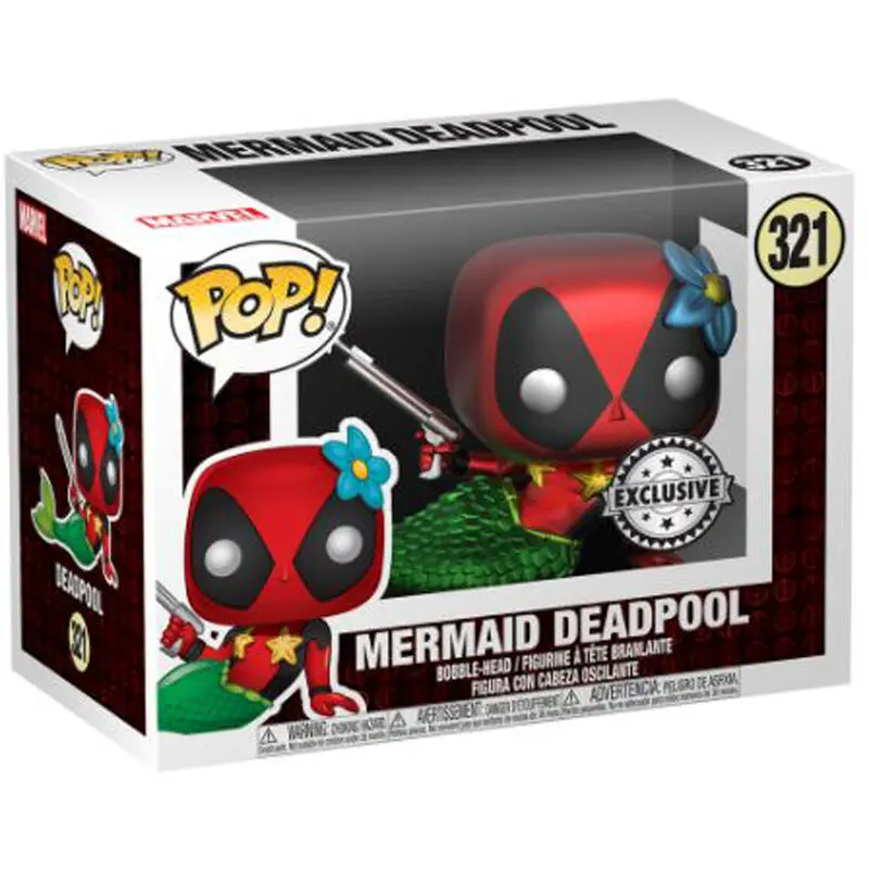 Figurină Funko POP! & cutie tricou Marvel Deadpool Mermaid Exclusiv poza produsului