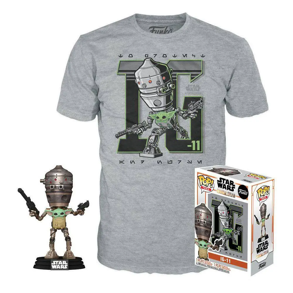 Figurină Funko POP! și cutie tricou Star Wars The Mandalorian IG-11 with the Child poza produsului