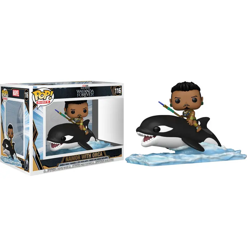 Black Panther: Wakanda Forever POP! Rides Figurina Super Deluxe de Vinil Namor cu Orca 15 cm poza produsului