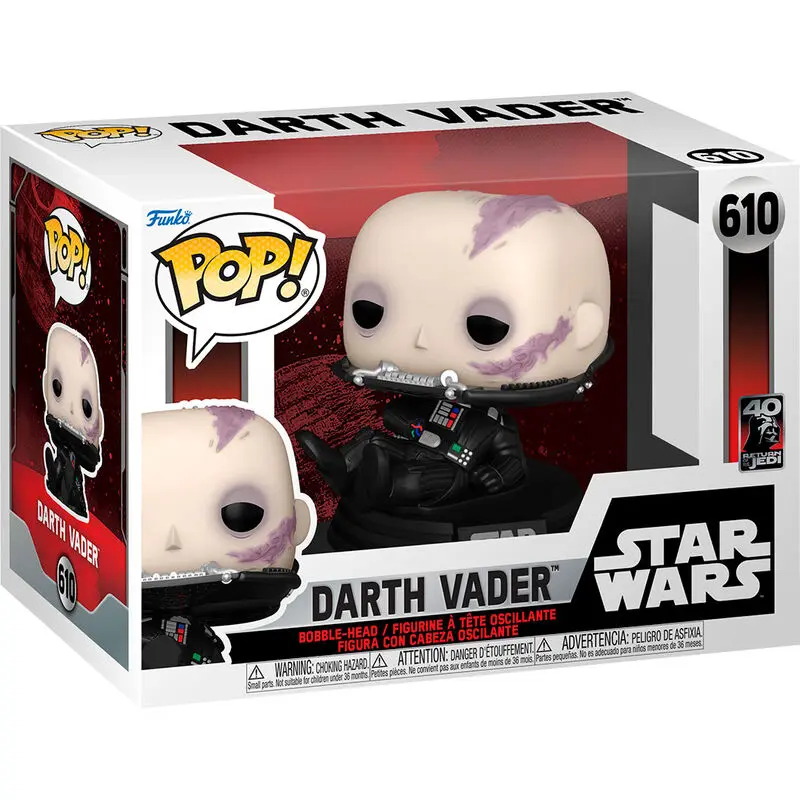 Star Wars Return of the Jedi 40th Anniversary POP! Figurină de Vinil Vader (Dezmascat) 9 cm poza produsului