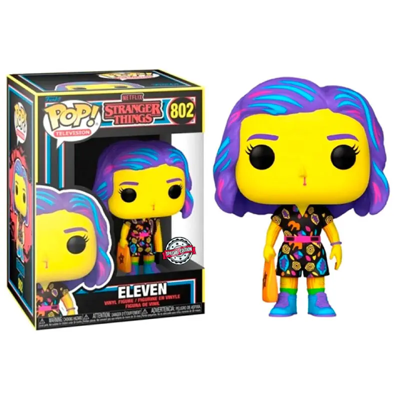 figurina POP Stranger Things Eleven in Mall Outfit Black Light Exclusive poza produsului