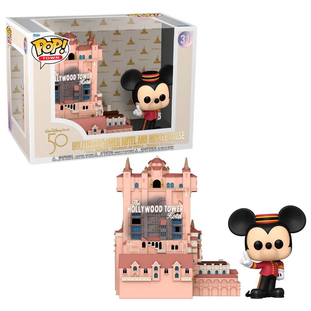 Walt Disney Word 50th Anniversary POP! Town Figurina Vinyl Hotelul Turnul Hollywood și Mickey Mouse 9 cm poza produsului