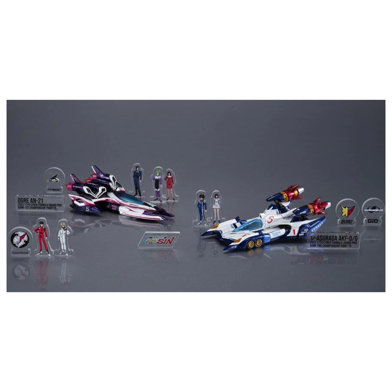 Future GPX Cyber Formula Vehicles Pachet de 2 vehicule vAsurada AKF-0/G spiral boost mode si OGRE AN-21 super Aero boost mode Set Heritage Edition 9 cm poza produsului