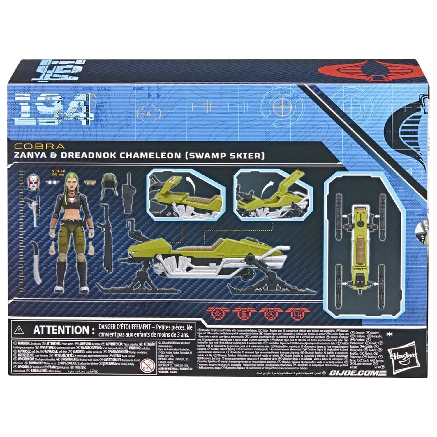 G.I. Joe Classified Series figurina de actiune si set de vehicule #194 Zanya and Dreadnok Chameleon (Swamp Skier) 15 cm poza produsului
