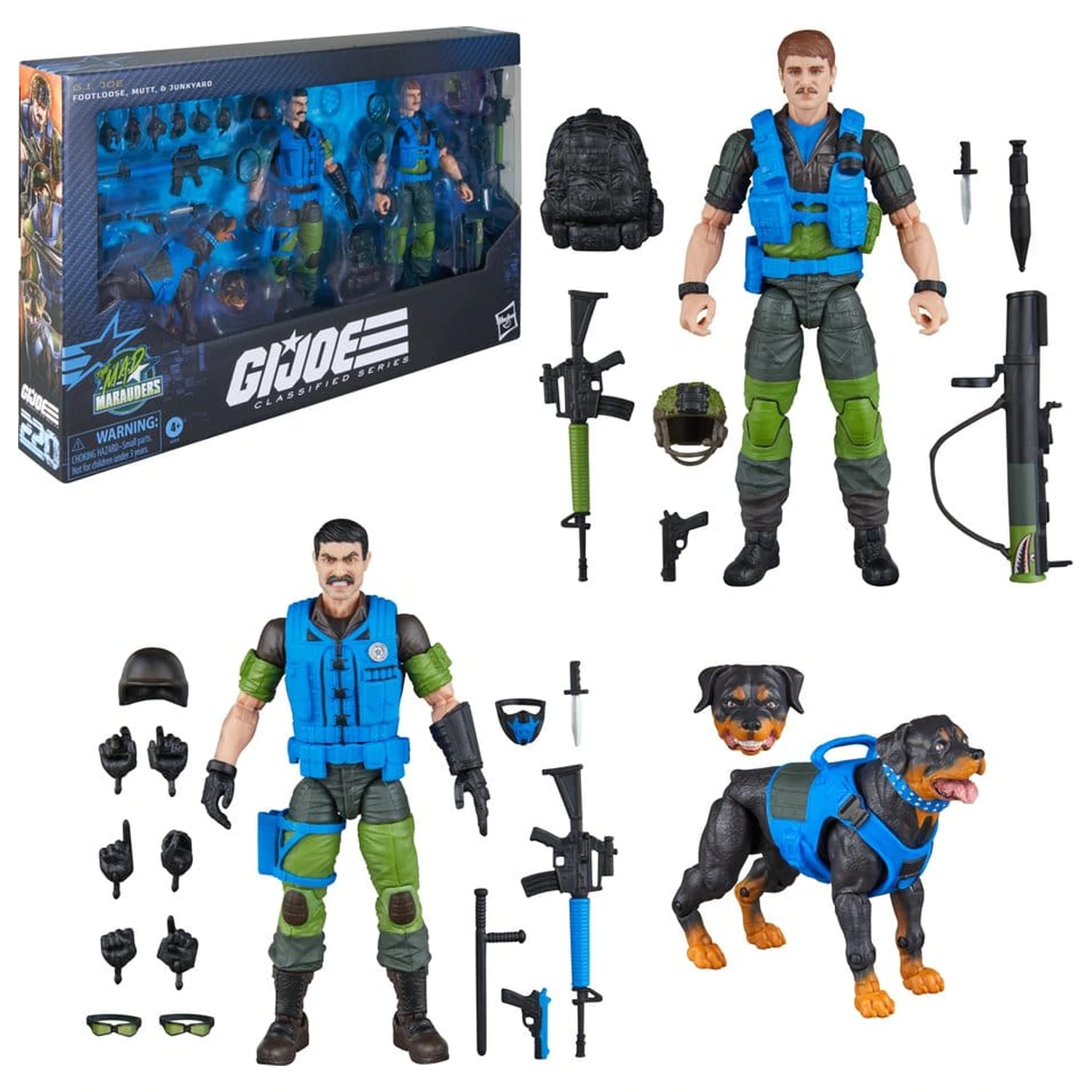 Figurină de acțiune G.I. Joe Classified Series Pachet 3-pack #220 Mad Marauders: Footloose & Mutt & Junkyard 15 cm poza produsului