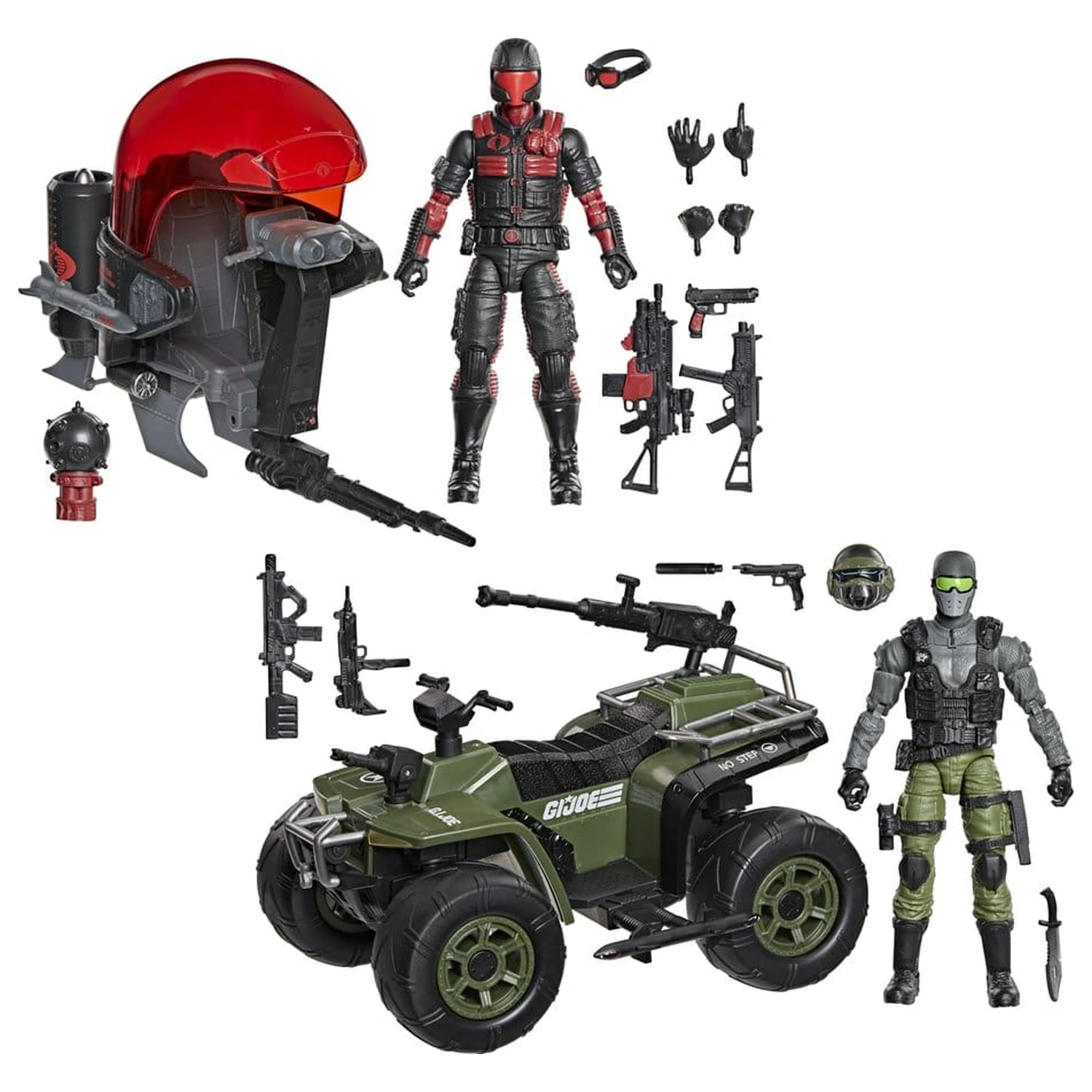 G.I. Joe Classified Series Figurina de actiune & Set vehicul Snake Eyes & Varmint ATV vs. Stealth Viper & Cobra Stealth Flight Pod (Trubble Bubble) 15 cm poza produsului