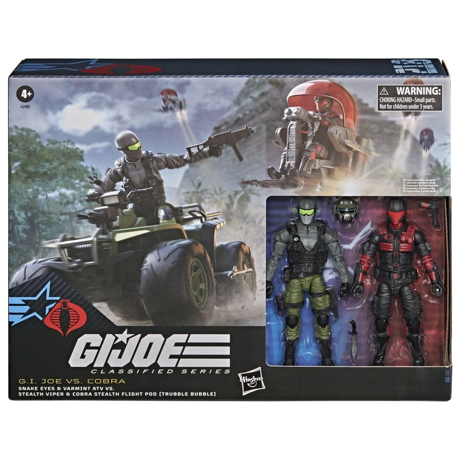 G.I. Joe Classified Series Figurina de actiune & Set vehicul Snake Eyes & Varmint ATV vs. Stealth Viper & Cobra Stealth Flight Pod (Trubble Bubble) 15 cm poza produsului