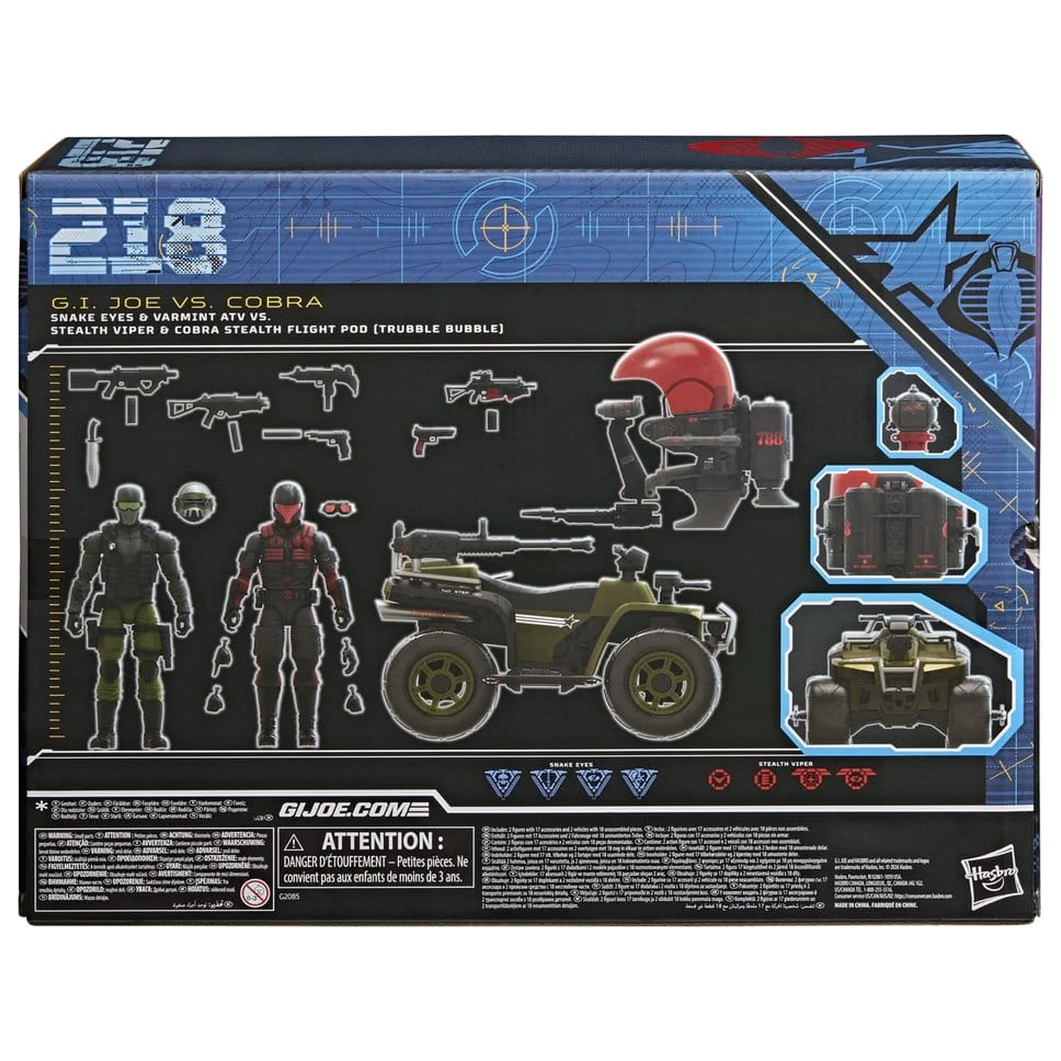G.I. Joe Classified Series Figurina de actiune & Set vehicul Snake Eyes & Varmint ATV vs. Stealth Viper & Cobra Stealth Flight Pod (Trubble Bubble) 15 cm poza produsului