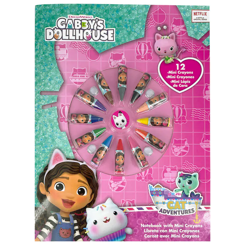 Gabbys Dollhouse caiet + 12 mini creioane colorate set poza produsului