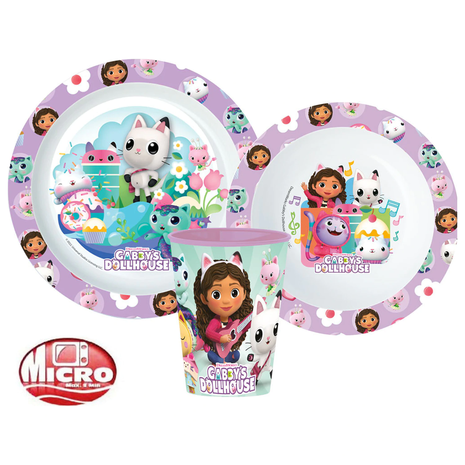 Gabby's Dollhouse Kitty Magic Set vesela pentru cină, set micro plastic, cu ceașcă 260 ml poza produsului