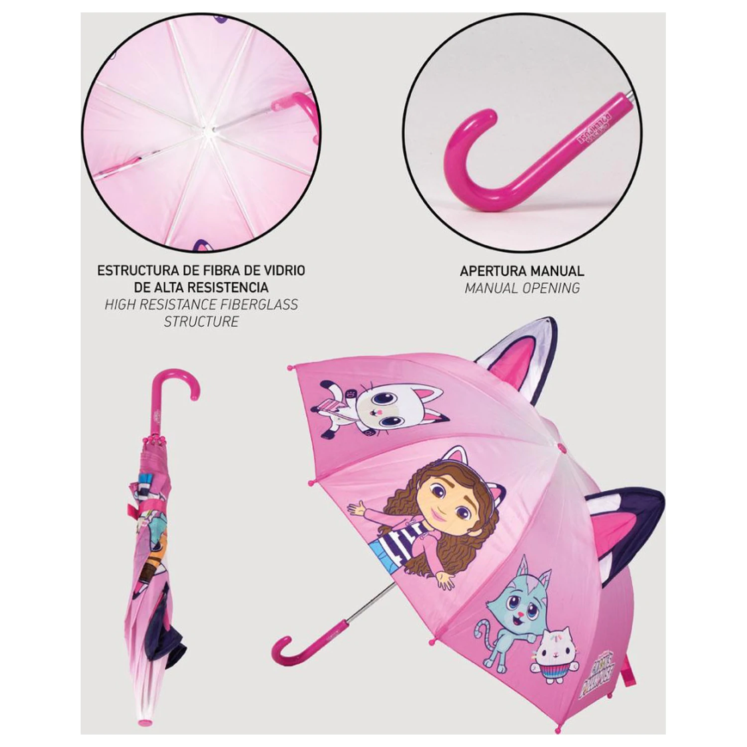 Gabi Dollhouse Pink Kids Umbrela cu urechi Ø71 cm poza produsului