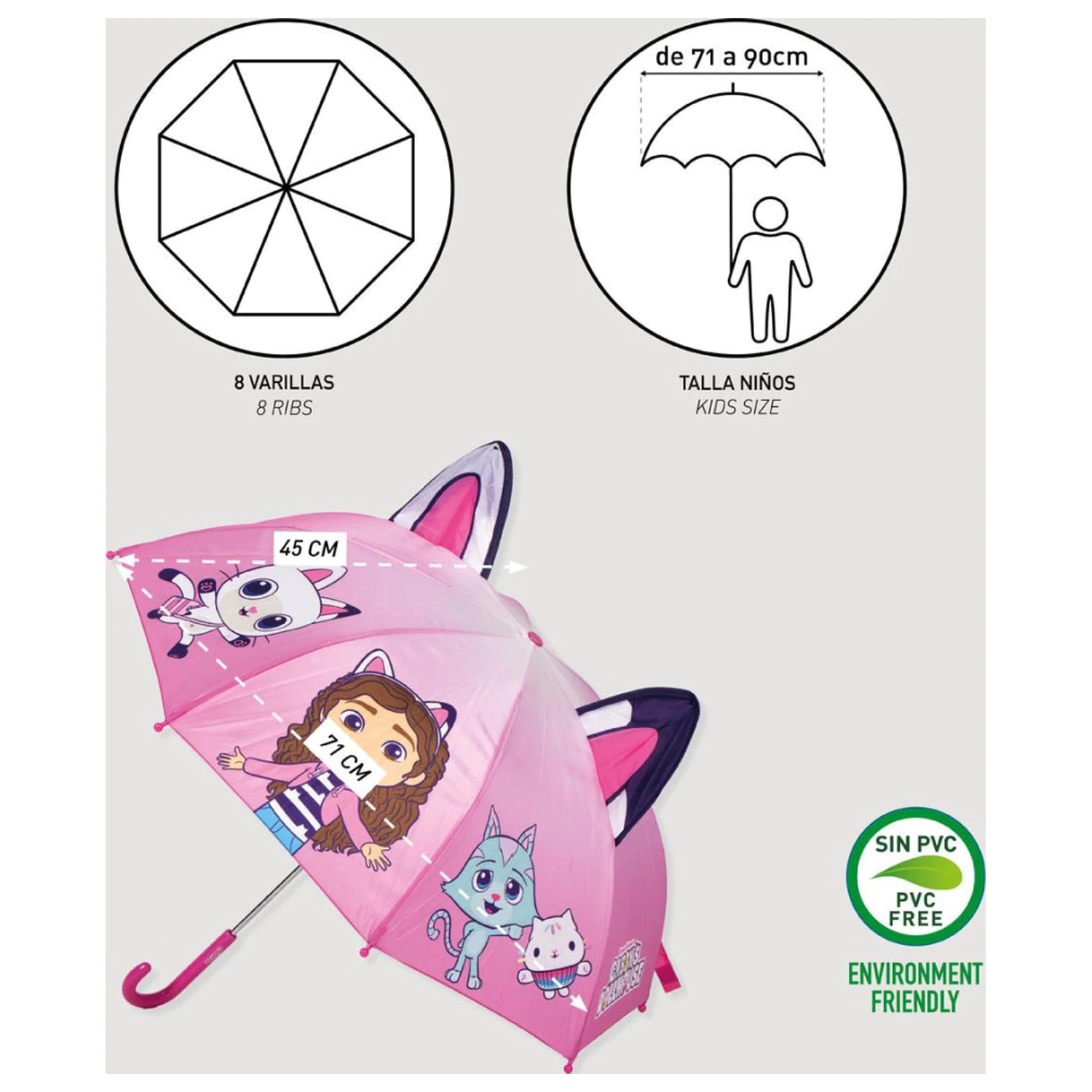Gabi Dollhouse Pink Kids Umbrela cu urechi Ø71 cm poza produsului