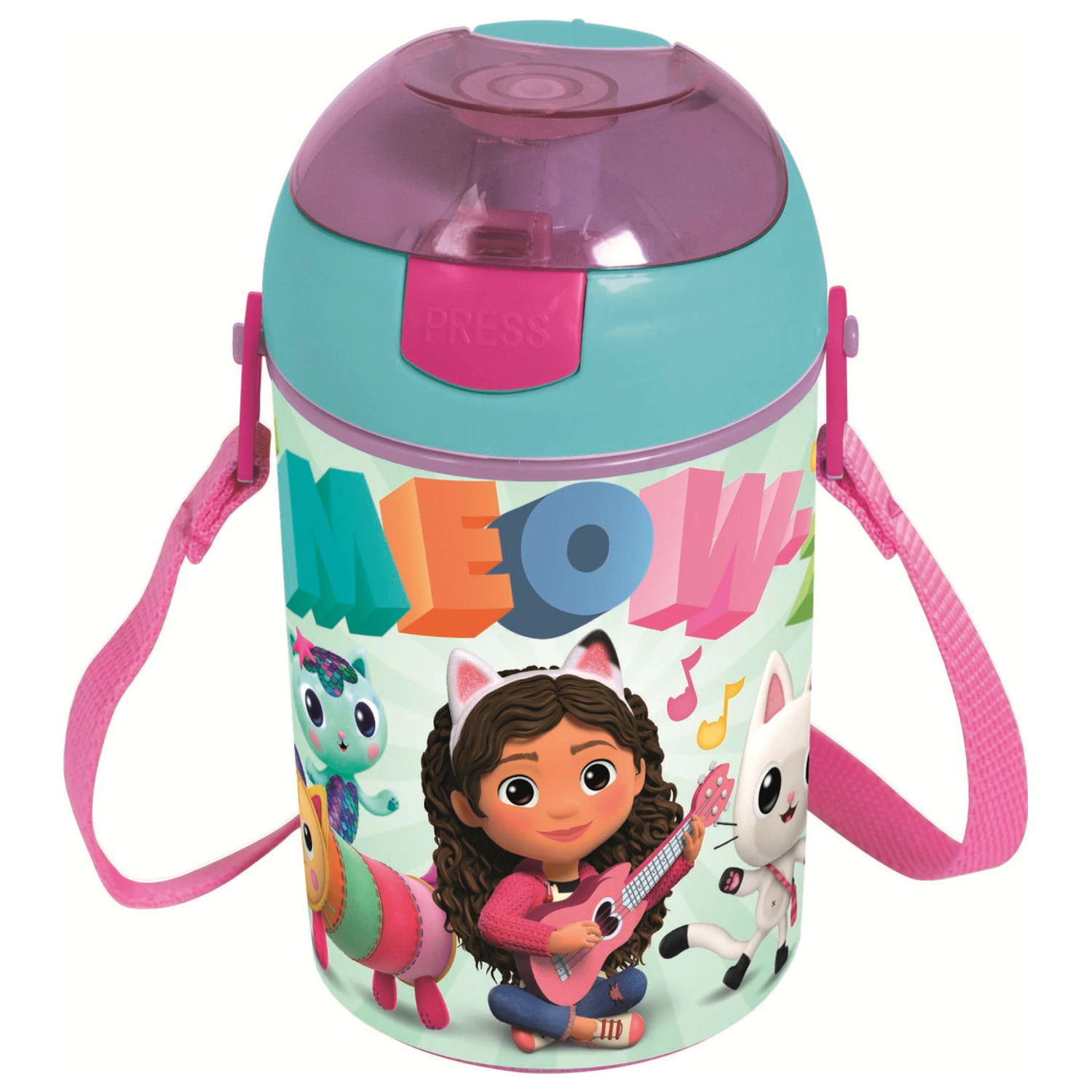 Gabi's Dollhouse Wonderland sticla din plastic cu pai cu agatatoare 450 ml poza produsului