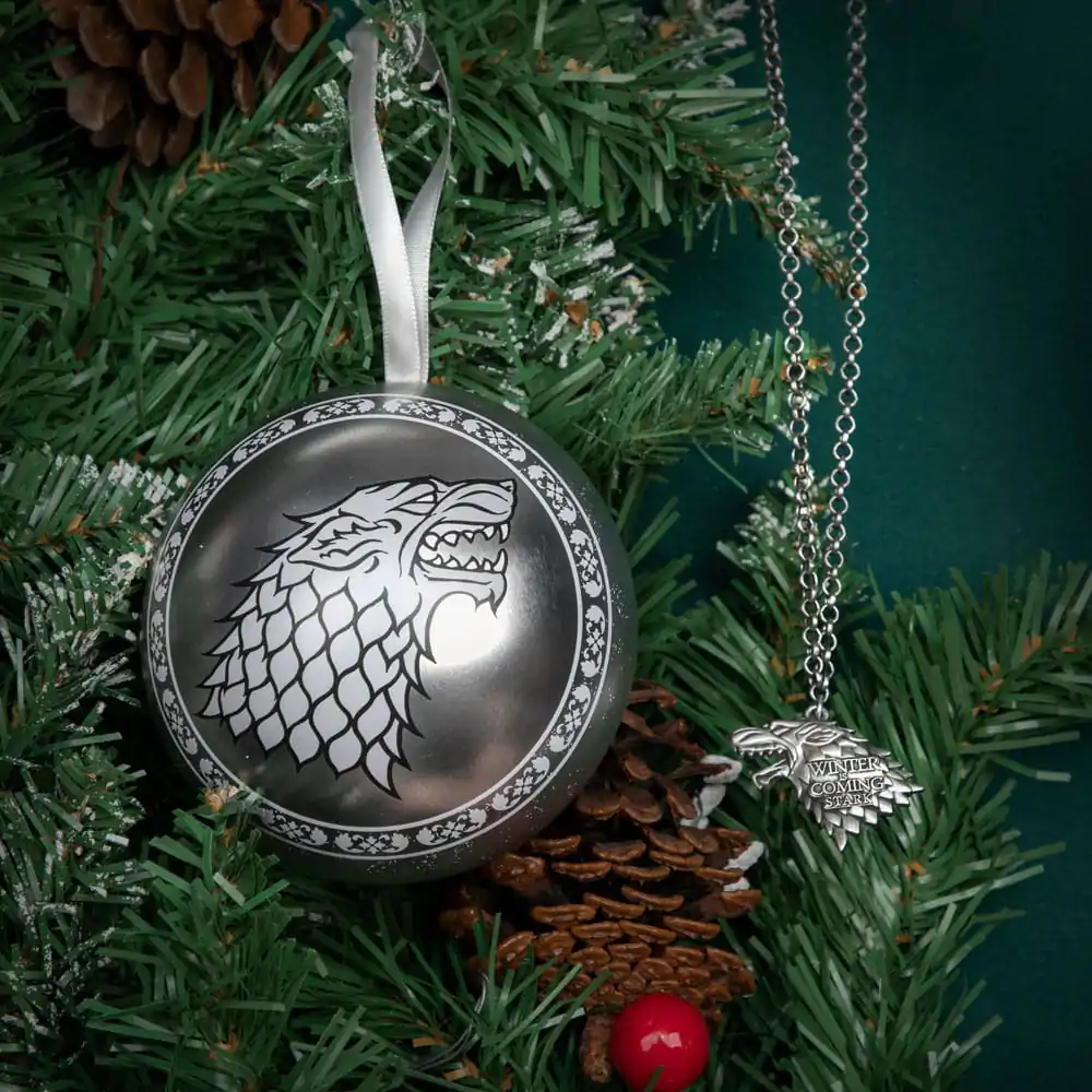 Ornament de pom de Crăciun Game of Thrones cu colier Stark poza produsului