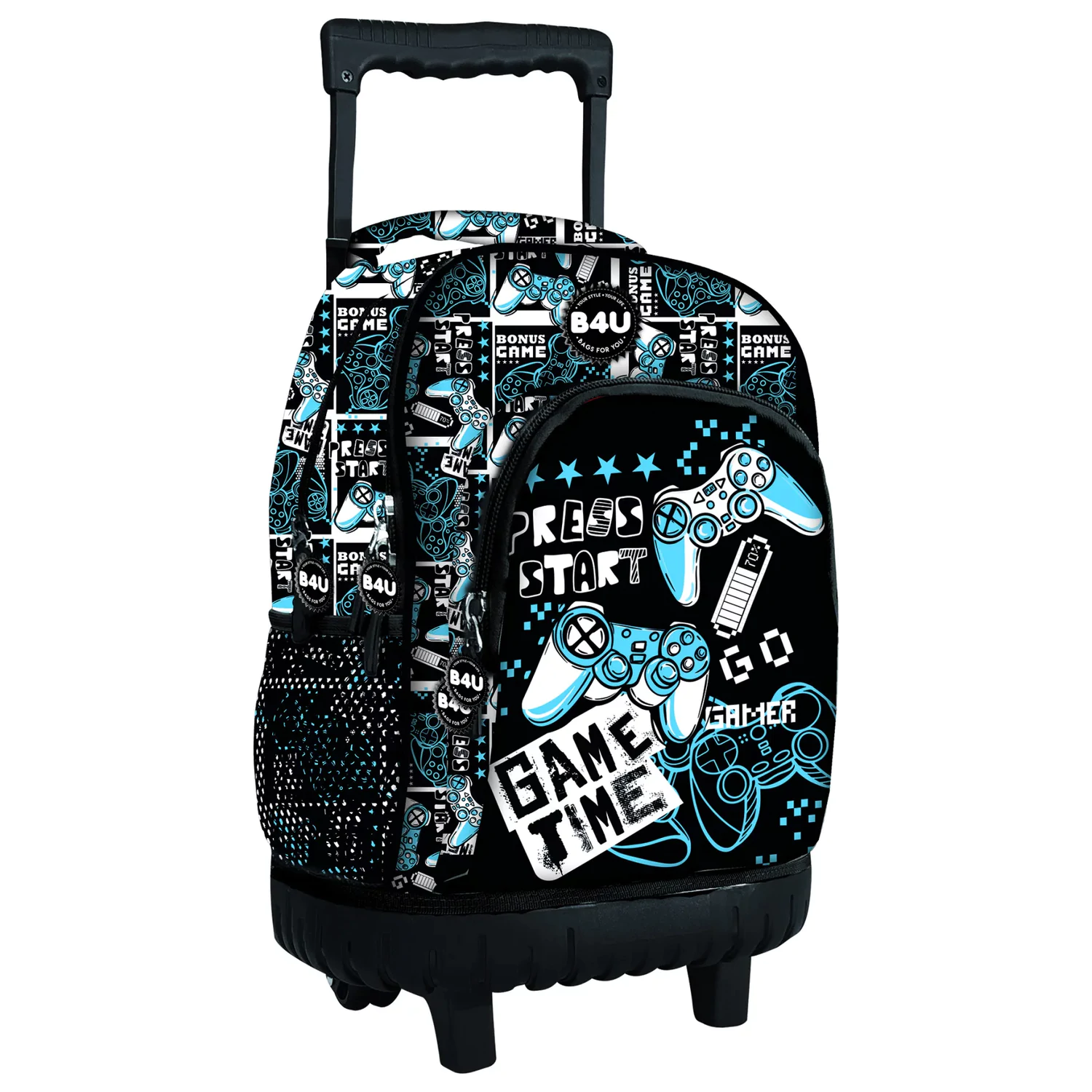 Gamer Press Start Premium Rucsac scolar cu roti, 44 cm poza produsului