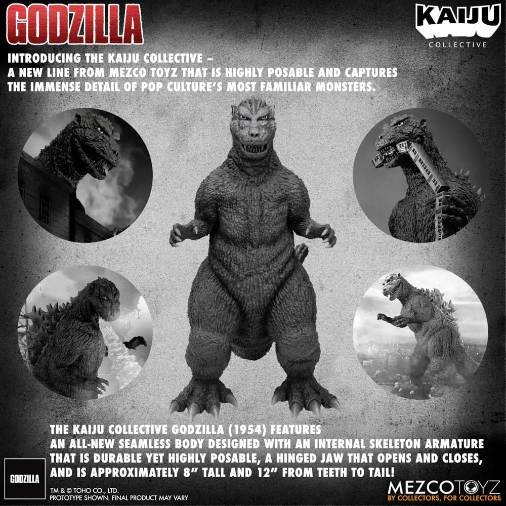 Godzilla (1954) Kaiju Collective Figurina Acțiune Godzilla - Black & White Edition 20 cm poza produsului