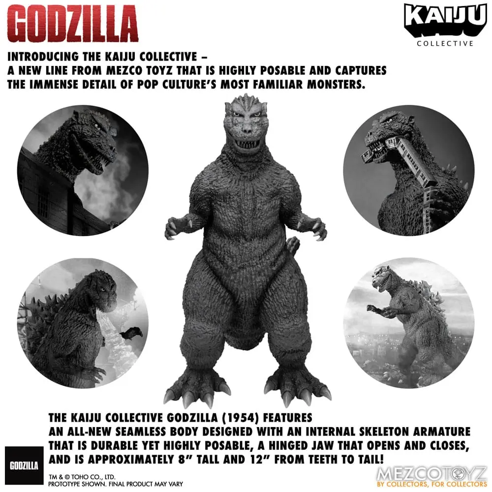 Godzilla (1954) Kaiju Collective Figurina Acțiune Godzilla - Black & White Edition 20 cm poza produsului