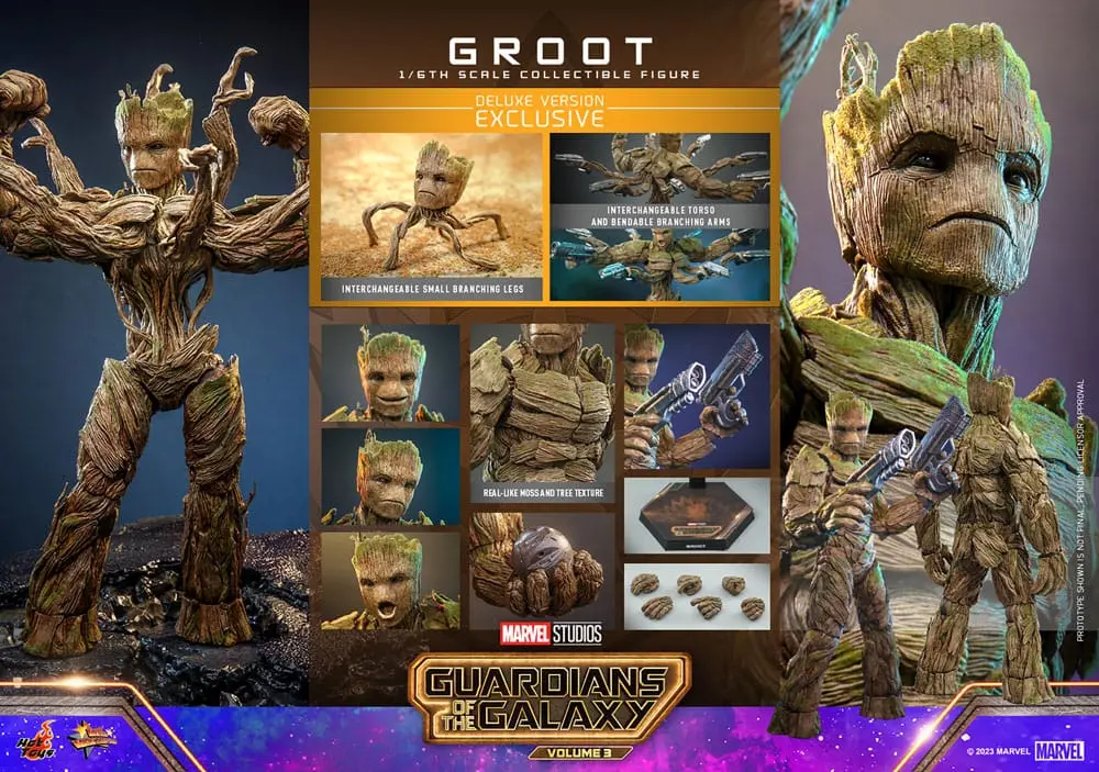 Figurină de acțiune de colecție Guardians of the Galaxy Vol. 3 Movie Masterpiece 1/6 Groot (Deluxe Version) 32 cm poza produsului