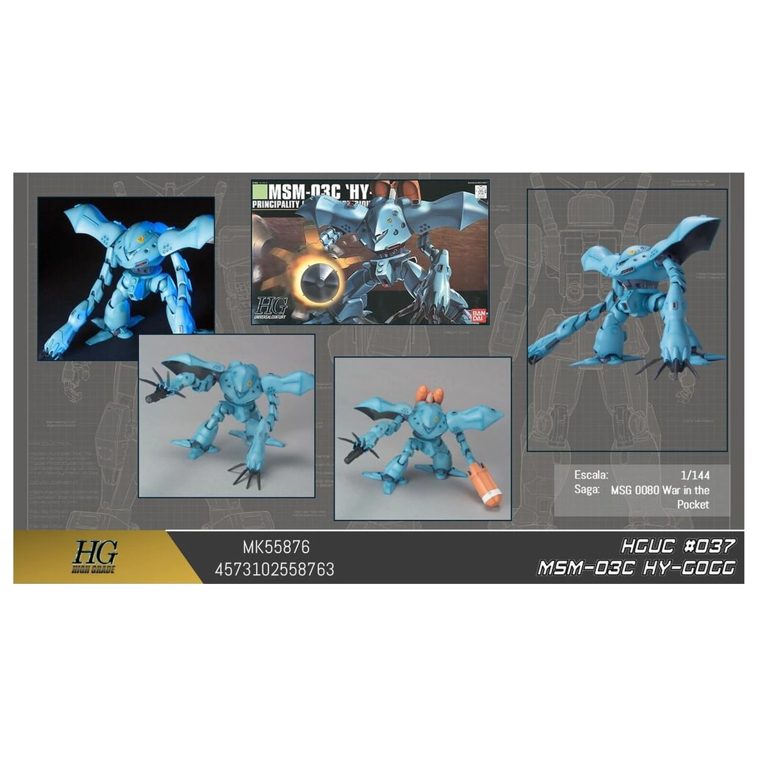 Gundam 0080 War in the Pocket MSM-03C Hi-Gogg Mobile Suit set de model HGUC scară 1/144 poza produsului