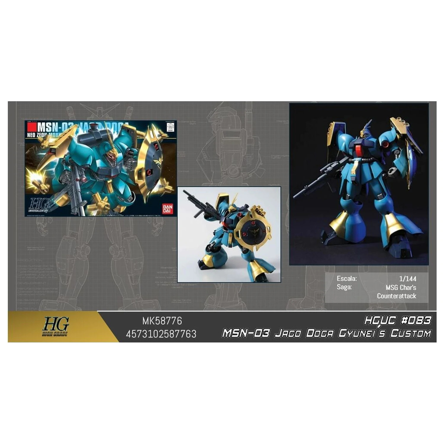 Gundam Char's Counterattack MSN-03 Jagd Doga Gyunei Guss Custom Mobile Suit Model Kit HGUC scară 1/144 poza produsului