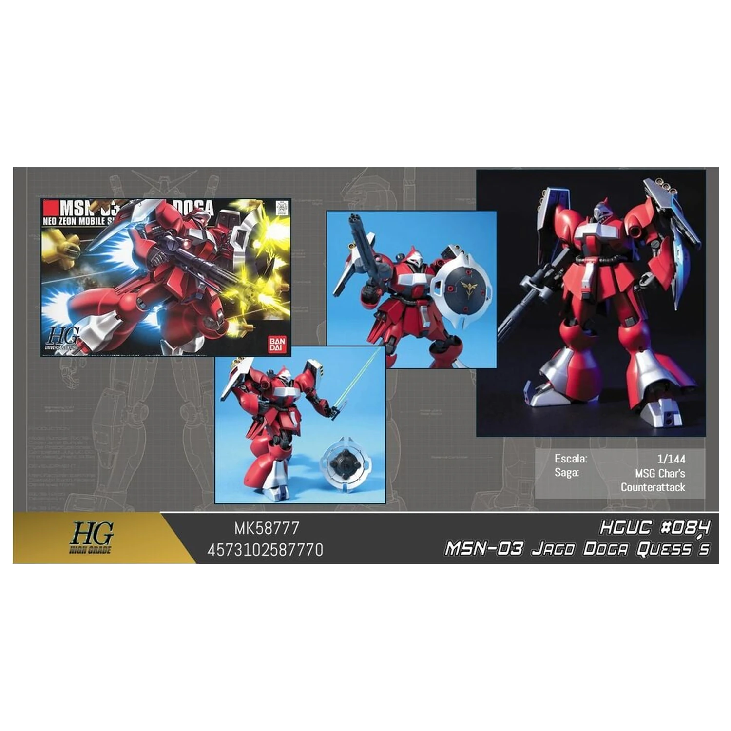 Gundam Char's Counterattack MSN-03 Jagd Doga Quess Paraya Custom Mobile Suit Kit model HGUC 1/144 poza produsului