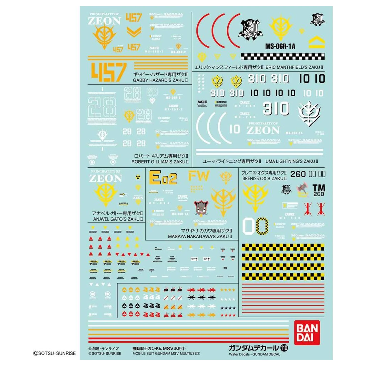 Decalcomanii Water-slide Gundam Decal 110 MSV Multiuse 1 pachet accesorii kit model poza produsului