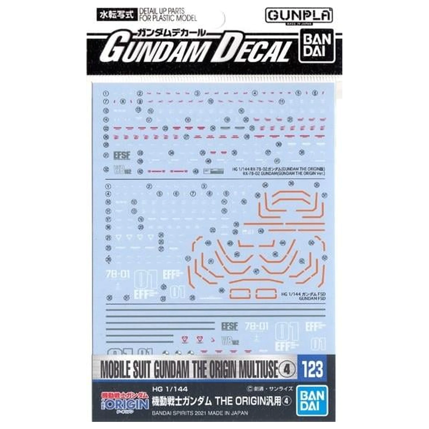 GUNDAM Decal 123 Gundam The Origin Multiuse 4 Model Kit poza produsului